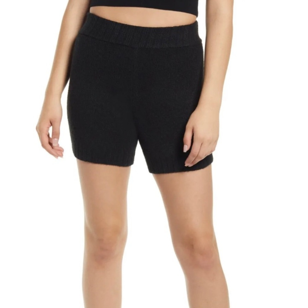 Topshop Micro Knit Sweater Shorts Black Wool Stretch Women XS NWT 5514
